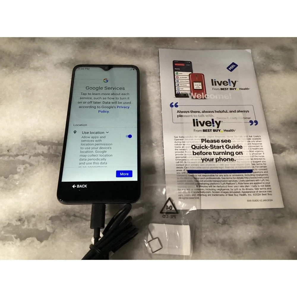 Lively Smart Senior Smartphone 6.2in Screen Black Jitterbug Simple Android Phone
